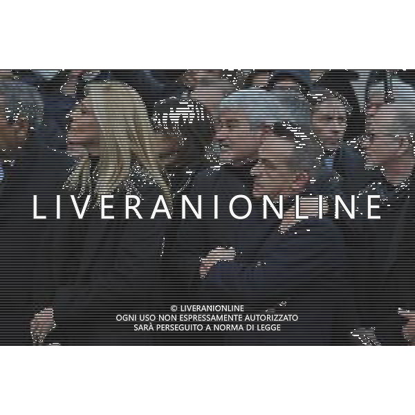 Funerali Maurizio Costanzo - Chiesa degli Artisti - Roma 27-02-2023 nella foto Eleonora Daniele con Pino Insegno e Antonio Giuliani FOTO FEDERICO GAETANO-AG ALDO LIVERANI SAS