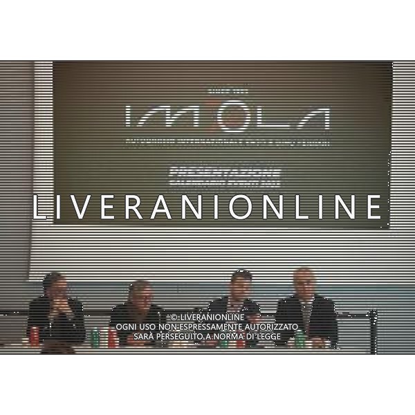IMOLA 28 02 2023 AUTODROMO ENZO E DINO FERRARI CONFERENZA STAMPA CALENDARIO 2023 NELLA FOTO DA SINISTRA DIRETTORE DELL\'AUTODROMO PIETRO BENVENUTI, PRESIDENTE FORMULA IMOLA GIANCARLO MINARDI, SINDACO DI IMOLA MARCO PANIERI E PRESIDENTE CON AMI FABIO BACCHILEGA ©SANNA / AGENZIA ALDO LIVERANI SAS