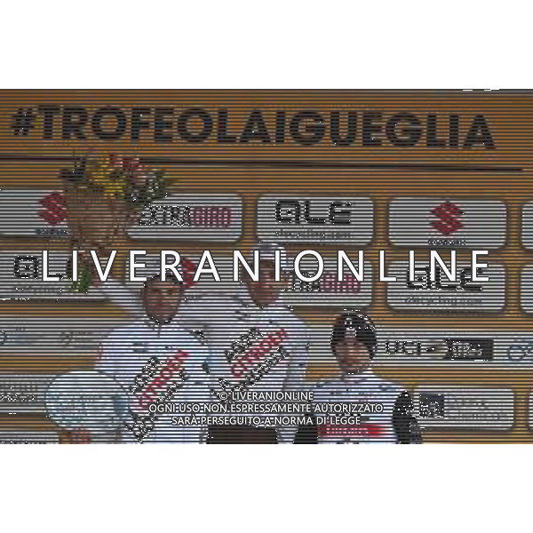 01-03-2023 Trofeo Laigueglia; 2023, Ag2r - Citroen; 2023, Uae Emirates; Peters, Nans; Vendrame, Andrea; Covi, Alessandro; Laigueglia; ©SIROTTI / AGENZIA ALDO LIVERANI SAS