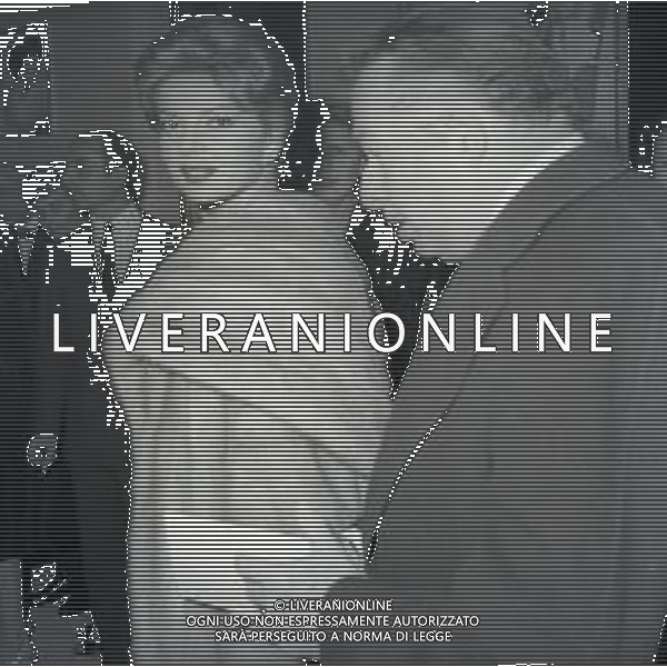 RETROSPETTIVA ABBE LANE ATTRICE NELLA FOTO ABBE LANE CON XAVIER CUGAT NELL\'ANNO 1955 A ROMA  AG ALDO LIVERANI SAS 