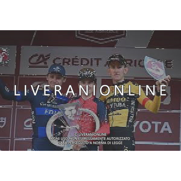 04-03-2023 Strade Bianche; 2023, Ineos Grenadiers; 2023, Groupama - Fdj; 2023, Jumbo - Visma; Pidcock, Thomas; Madouas, Valentin; Benoot, Tiesj; Siena; ©SIROTTI / AGENZIA ALDO LIVERANI SAS