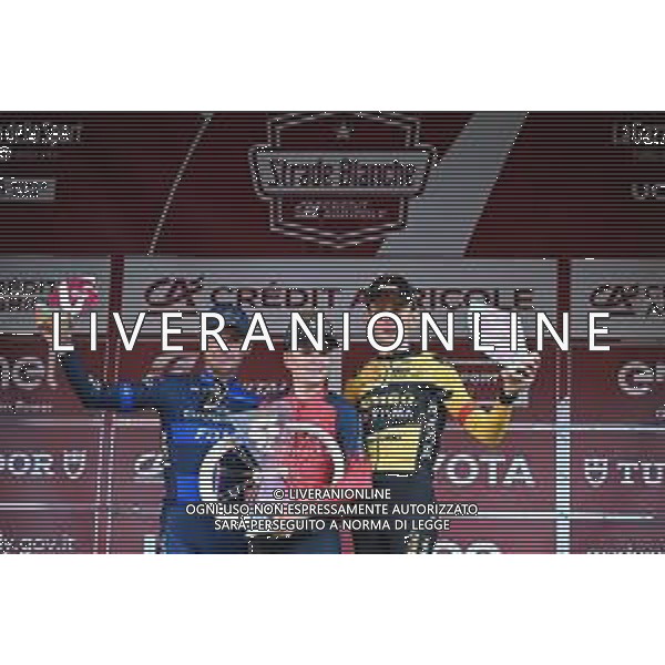 04-03-2023 Strade Bianche; 2023, Ineos Grenadiers; 2023, Groupama - Fdj; 2023, Jumbo - Visma; Pidcock, Thomas; Madouas, Valentin; Benoot, Tiesj; Siena; ©SIROTTI / AGENZIA ALDO LIVERANI SAS
