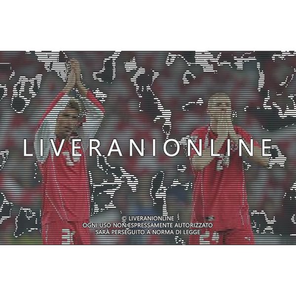 Berna 12 novembre 2005 Svizzera - Turchia play off qualificazioni mondiali Germania 2006 nella foto: esultanza di Behrami Valon e Senderos Philippe foto Andry / Ag. Aldo Liverani