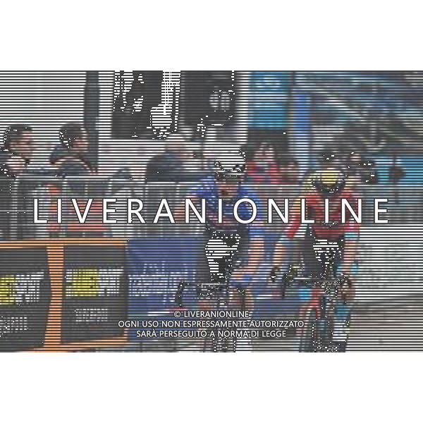 08-03-2023 Tirreno - Adriatico; Tappa 03 Follonica - Foligno; 2023, Alpecin - Deceuninck; 2023, Bahrain - Victorious; Philipsen, Jasper; Bauhaus, Phil; Foligno; ©SIROTTI / AGENZIA ALDO LIVERANI SAS
