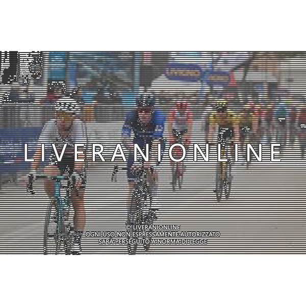 08-03-2023 Tirreno - Adriatico; Tappa 03 Follonica - Foligno; 2023, Astana Qazaqstan; 2023, Groupama - Fdj; Cavendish, Mark; Stewart, Jake; Foligno; ©SIROTTI / AGENZIA ALDO LIVERANI SAS