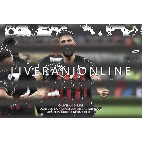 Olivier Giroud (Milan) esulta dopo il gol dell\'1 a 0 Milan vs Salernitana Milano 13-03-2023 Stadio Giuseppe Meazza - San Siro Campionato Serie A TIM - 26a giornata foto Roberto Garavaglia/ag. Aldo Liverani sas / AGENZIA ALDO LIVERANI SAS