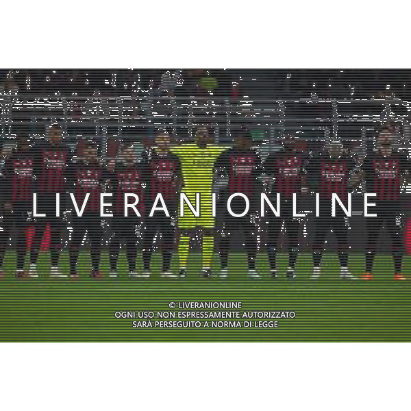 la formazione schierata durante il minuto di silenzio - MILAN vs SALERNITANA Campionato Calcio Serie A TIM 13-03-2023 ©PAOLO GIAMPIETRI / AGENZIA ALDO LIVERANI SAS