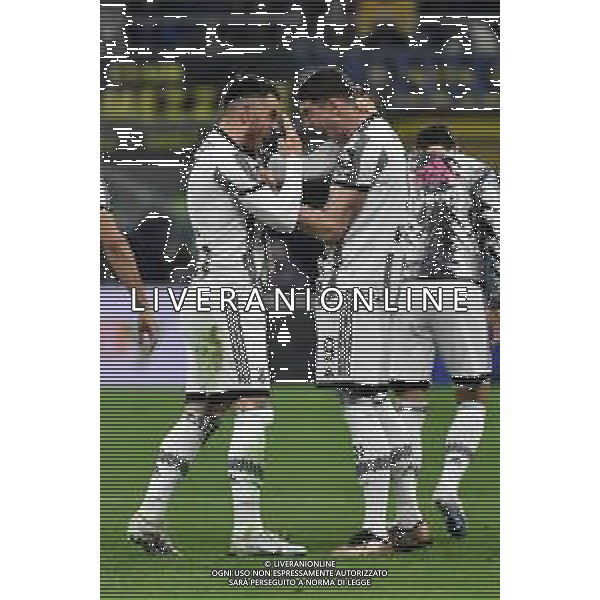 Filip Kostic (Juventus) e Dusan Vlahovic (Juventus) esultano dopo il gol dell\'1 a 0 Inter vs Juventus Milano 19-03-2023 Stadio Giuseppe Meazza - San Siro Campionato Serie A TIM - 27a giornata foto Roberto Garavaglia/ag. Aldo Liverani sas/ AGENZIA ALDO LIVERANI SAS