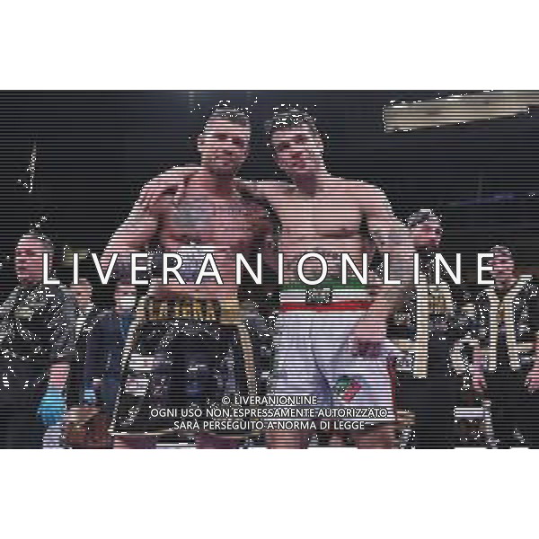 TVRG Christian Mazzon (ITA) SX e Francesco Russo (ITA) DX incontro Francesco Russo (ITA) vs Christian Mazzon (ITA) valido per il titolo Italiano categoria Pesi Superwelter Milano Boxing Night Milano 24-03-2023 Allianz Cloud - PalaLido foto Roberto Garavaglia/ag. Aldo Liverani sas / AGENZIA ALDO LIVERANI SAS