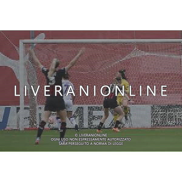 TVRG il tiro di Valery Vigilucci (Milan) termina in rete per il gol dell\'1 a 0 Milan vs Fiorentina Milano 26-03-2023 Puma House of Football Centro Sportivo Peppino Vismara Serie A femminile TIMVISION 2a giornata Poule Scudetto foto Roberto Garavaglia/ag. Aldo Liverani sas / AGENZIA ALDO LIVERANI SAS
