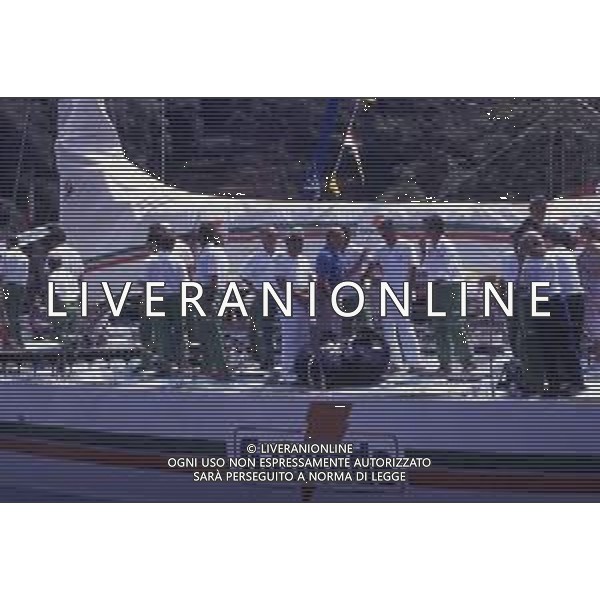 RETROSPETTIVA GIORGIO FALK INDUSTRIALE NELLA FOTO GIORGIO FALK NELL\'ANNO 1989 CON LA BARCA GATORADE AG ALDO LIVERANI SAS  