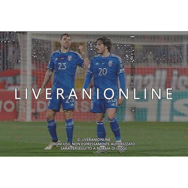 Sandro Tonali (Italy) and Alessio Romagnoli (Italy) during the EURO 2024 qualifying football match between Malta vs Italy on March 26, 2023 at the Stadium Ta\'Qali in Malta, foto Emmanuele Mastrodonato/ag. Aldo Liverani sas