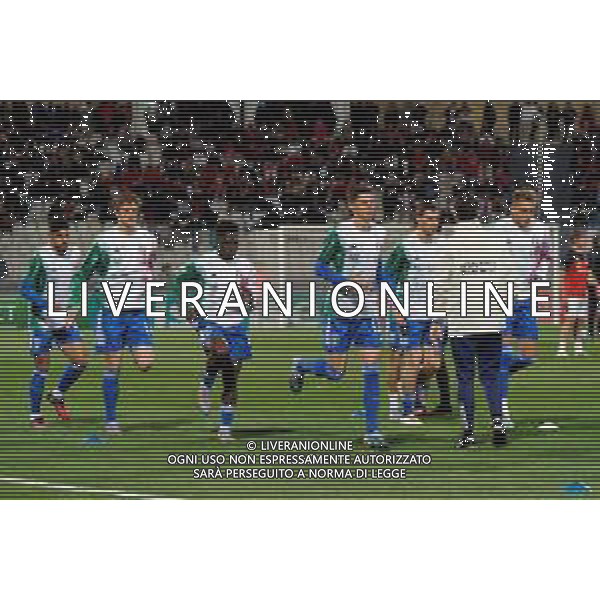 Players of Italy warm up during the EURO 2024 qualifying football match between Malta vs Italy on March 26, 2023 at the Stadium Ta\'Qali in Malta, foto Emmanuele Mastrodonato/ag. Aldo Liverani sas