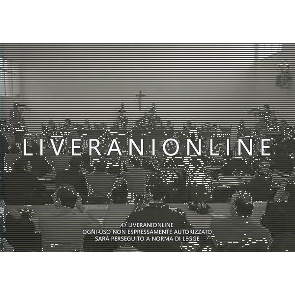 1975 -CATANZARO PROCESSO IN CORTE D\'ASSISE IN APPELLO A FRANCO FREDA E GIOVANNI VENTURA PER LA STRAGE DI PIAZZA FONTANA A MILANO NELLA FOTO L\'AULA DELLA CORTE D\'ASSISE DI CATANZARO AG ALDO LIVERANI SAS