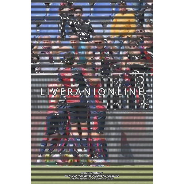 1-4-2023. Cagliari Calcio-F.C. Sudtirol AltoAdige. 30° giornata serie BKT 2022/2023, stadio Unipol Domus Cagliari. Foto Salvatore Moi/Aldo Liverani s.a.s. Nella foto: Gol ed esultanta in casa, del Cagliari Calcio contro F.C. Sudtirol Alto Adige allo stadio Unipol Domuis di Cagliari. Segna: Marco Mancosu Cagliari gol annullato ©MOI / AGENZIA ALDO LIVERANI SAS