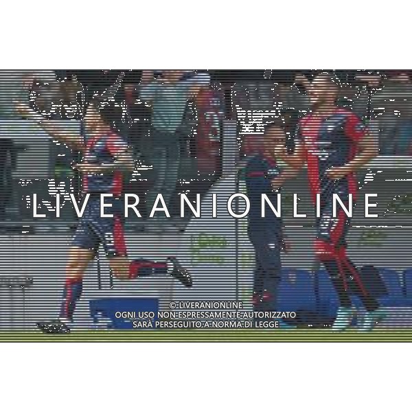 1-4-2023. Cagliari Calcio-F.C. Sudtirol AltoAdige. 30° giornata serie BKT 2022/2023, stadio Unipol Domus Cagliari. Foto Salvatore Moi/Aldo Liverani s.a.s. Nella foto: Gol ed esultanta in casa, del Cagliari Calcio contro F.C. Sudtirol Alto Adige allo stadio Unipol Domuis di Cagliari. Segna: Gianluca Lapadula Cagliari ©MOI SALVATORE / AGENZIA ALDO LIVERANI SAS
