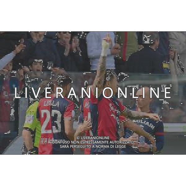 1-4-2023. Cagliari Calcio-F.C. Sudtirol AltoAdige. 30° giornata serie BKT 2022/2023, stadio Unipol Domus Cagliari. Foto Salvatore Moi/Aldo Liverani s.a.s. Nella foto: Gol ed esultanta in casa, del Cagliari Calcio contro F.C. Sudtirol Alto Adige allo stadio Unipol Domuis di Cagliari. Segna: Gianluca Lapadula Cagliari ©MOI SALVATORE / AGENZIA ALDO LIVERANI SAS