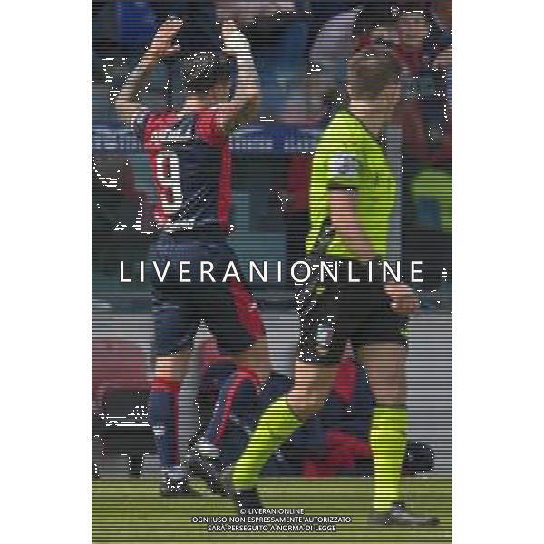 1-4-2023. Cagliari Calcio-F.C. Sudtirol AltoAdige. 30° giornata serie BKT 2022/2023, stadio Unipol Domus Cagliari. Foto Salvatore Moi/Aldo Liverani s.a.s. Nella foto: Gol ed esultanta in casa, del Cagliari Calcio contro F.C. Sudtirol Alto Adige allo stadio Unipol Domuis di Cagliari. Segna: Gianluca Lapadula Cagliari ©MOI SALVATORE / AGENZIA ALDO LIVERANI SAS
