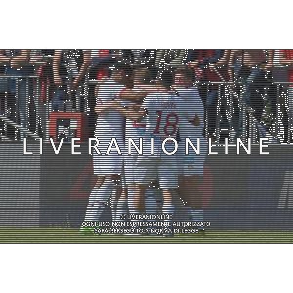 1-4-2023. Cagliari Calcio-F.C. Sudtirol AltoAdige. 30° giornata serie BKT 2022/2023, stadio Unipol Domus Cagliari. Foto Salvatore Moi/Aldo Liverani s.a.s. Nella foto: Gol ed esultanta in trasferta, del F.C. Sudtirol Alto Adige contro Cagliari Calcio allo stadio Unipol Domuis di Cagliari. Segna: Joaquin Larrivey su rigore ©MOI SALVATORE / AGENZIA ALDO LIVERANI SAS