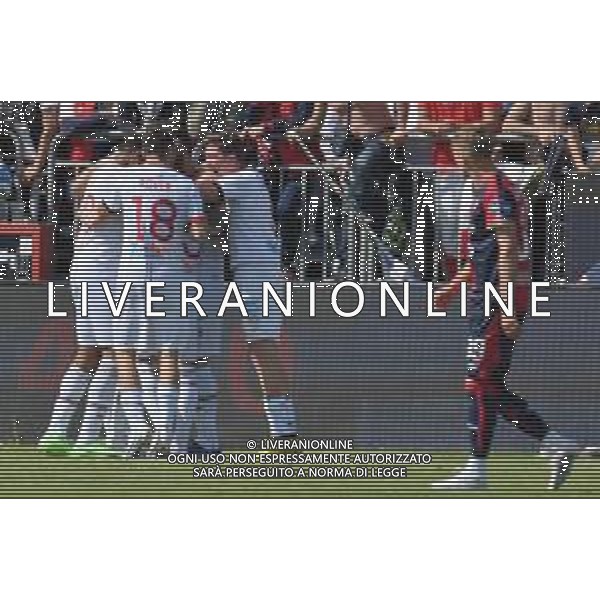 1-4-2023. Cagliari Calcio-F.C. Sudtirol AltoAdige. 30° giornata serie BKT 2022/2023, stadio Unipol Domus Cagliari. Foto Salvatore Moi/Aldo Liverani s.a.s. Nella foto: Gol ed esultanta in trasferta, del F.C. Sudtirol Alto Adige contro Cagliari Calcio allo stadio Unipol Domuis di Cagliari. Segna: Joaquin Larrivey su rigore ©MOI SALVATORE / AGENZIA ALDO LIVERANI SAS