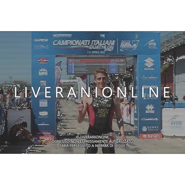 IMOLA 01 04 2023 AUTODROMO ENZO E DINO FERRARI DUATHLON CAMPIONATO ITALIANO ASSOLUTO CATEGORIA MASCHILE E FEMMINILE NELLA FOTO SAMUELE ANGELINI IL VINCITORE DELLA GARA MASCHILE ©SANNA / AGENZIA ALDO LIVERANI SAS