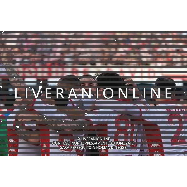 Esultanza - Mirco Antenucci (SSC Bari) celebrates after scoring a goal with teammates during the Italian soccer Serie B match SSC Bari vs Benevento Calcio on April 1, 2023 at the San Nicola stadium in Bari, Italy. Photo by Emmanuele Mastrodonato/ag. Aldo Liverani sas / AGENZIA ALDO LIVERANI SAS