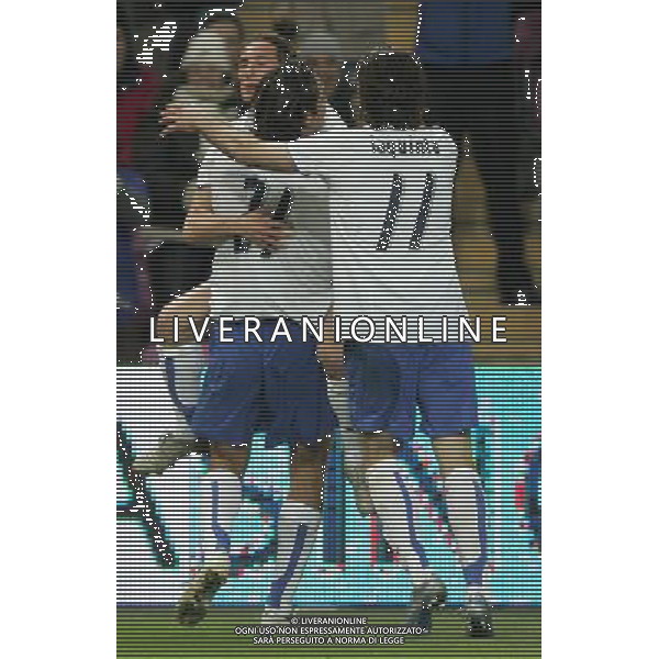 Ginevra 16/11/2005 Italia - Costa d\'Avorio amichevole nazionale nella foto esultanza dopo il gol di diana stefano aimo con luca toni e iaquinta ph andry/agenzia aldo liverani