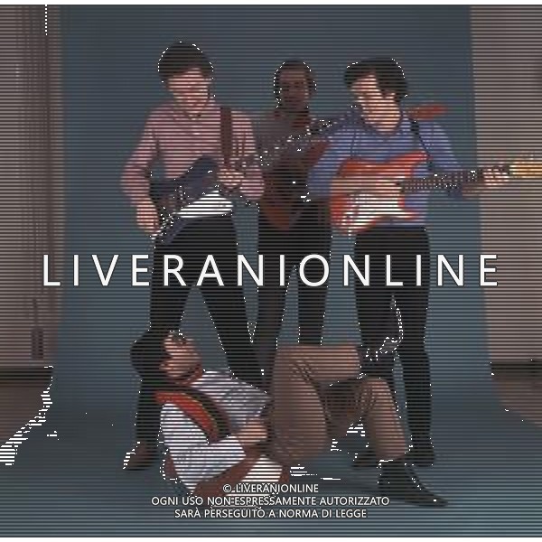 RETROSPETTIVA DEL COMPLESSO MUSICALE \'EQUIPE 84\' NELLA FOTO VICTOR SOGLIANI, ALFIO CANTARELLA, FRANCO CECCARELLI E MAURIZIO VANDELLI COMPONENTI DEL GRUPPO ANNI \'60 ©Archivio Giovanni Liverani / AGENZIA ALDO LIVERANI SAS