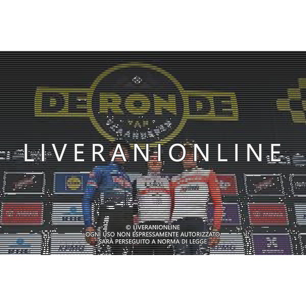 02-04-2023 Tour Des Flandres; 2023, Uae Emirates; 2023, Alpecin - Deceuninck; 2023, Trek - Segafredo; Pogacar, Tadej; Van Der Poel, Mathieu; Pedersen, Mads; Oudenaarde; ©SIROTTI / AGENZIA ALDO LIVERANI SAS