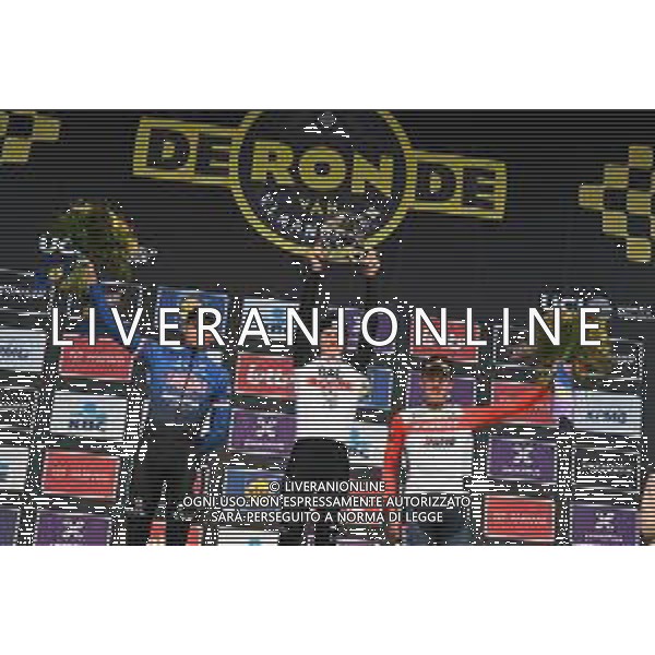 02-04-2023 Tour Des Flandres; 2023, Uae Emirates; 2023, Alpecin - Deceuninck; 2023, Trek - Segafredo; Pogacar, Tadej; Van Der Poel, Mathieu; Pedersen, Mads; Oudenaarde; ©SIROTTI / AGENZIA ALDO LIVERANI SAS