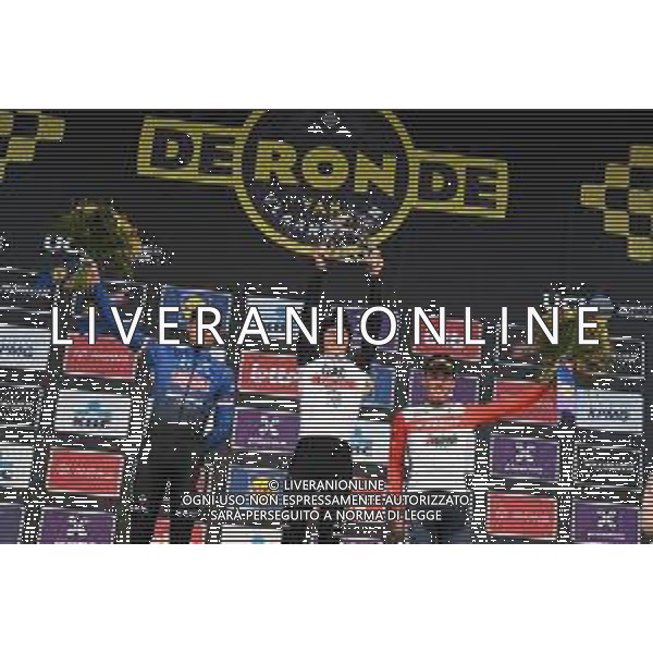 02-04-2023 Tour Des Flandres; 2023, Uae Emirates; 2023, Alpecin - Deceuninck; 2023, Trek - Segafredo; Pogacar, Tadej; Van Der Poel, Mathieu; Pedersen, Mads; Oudenaarde; ©SIROTTI / AGENZIA ALDO LIVERANI SAS