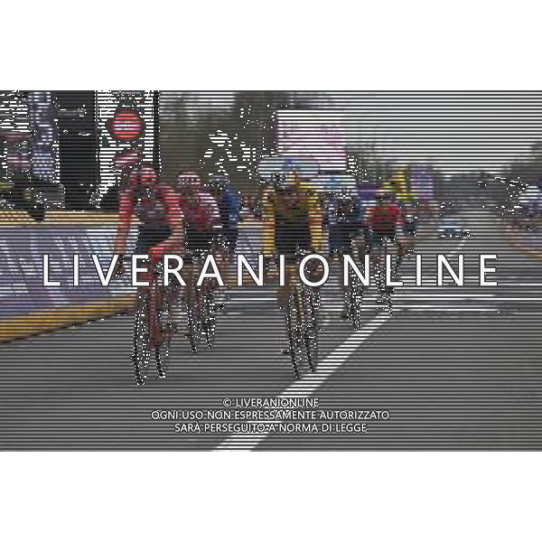 02-04-2023 Tour Des Flandres; 2023, Trek - Segafredo; 2023, Jumbo - Visma; Pedersen, Mads; Van Aert, Wout; Oudenaarde; ©SIROTTI / AGENZIA ALDO LIVERANI SAS