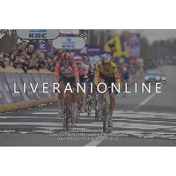 02-04-2023 Tour Des Flandres; 2023, Trek - Segafredo; 2023, Jumbo - Visma; Pedersen, Mads; Van Aert, Wout; Oudenaarde; ©SIROTTI / AGENZIA ALDO LIVERANI SAS