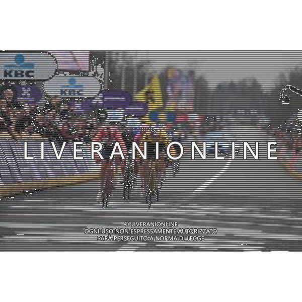 02-04-2023 Tour Des Flandres; 2023, Trek - Segafredo; 2023, Jumbo - Visma; Pedersen, Mads; Van Aert, Wout; Oudenaarde; ©SIROTTI / AGENZIA ALDO LIVERANI SAS