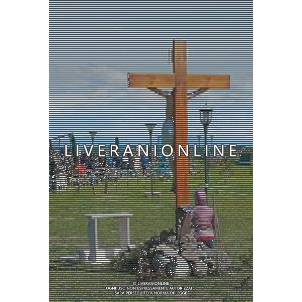SANTUARIO TREVIGNANO ROMANO ATTESA DELLA PRESUNTA VEGGENTE GISELLA CARDIA PER L\'APPARIZIONE E MESSAGGIO DELLA MADONNA CHE PIANGE, 03.04.2023 NELLAA FOTO I PELLEGRINI ©GIANDOMENICO SALE / AGENZIA ALDO LIVERANI SAS
