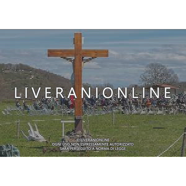 SANTUARIO TREVIGNANO ROMANO ATTESA DELLA PRESUNTA VEGGENTE GISELLA CARDIA PER L\'APPARIZIONE E MESSAGGIO DELLA MADONNA CHE PIANGE, 03.04.2023 NELLAA FOTO I PELLEGRINI ©GIANDOMENICO SALE / AGENZIA ALDO LIVERANI SAS