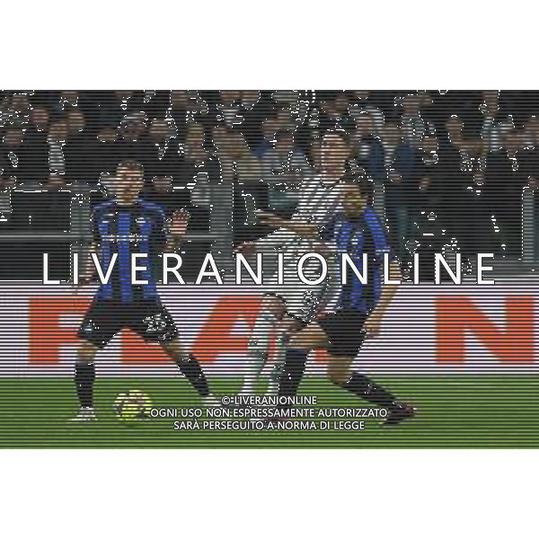 Torino 04.04.2023 Allianz Stadium © Manuela Viganti/Agenzia Aldo Liverani Juventus vs Inter Coppa Italia Frecciarossa 2022/2023 Semifinale Andata Nella foto: dusan vlahovic, nicolo\' barella e matteo darmian ©AGENZIA ALDO LIVERANI SAS