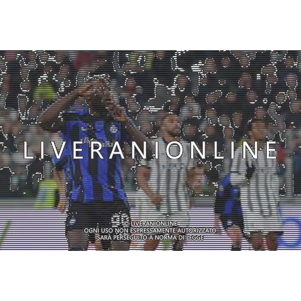 Torino 04.04.2023 Allianz Stadium © Manuela Viganti/Agenzia Aldo Liverani Juventus vs Inter Coppa Italia Frecciarossa 2022/2023 Semifinale Andata Nella foto: Esultanza dopo il gol di Lukaku Romelu verso la curva dei tifosi juve ©AGENZIA ALDO LIVERANI SAS