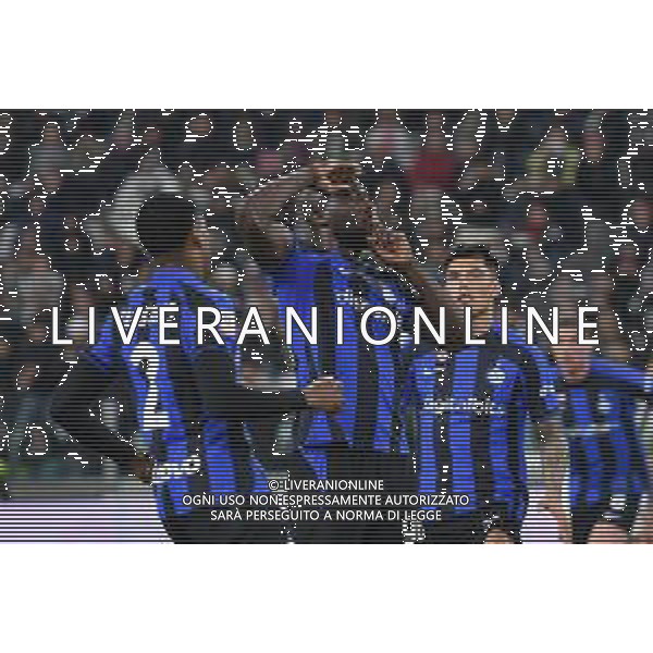Torino 04.04.2023 Allianz Stadium © Manuela Viganti/Agenzia Aldo Liverani Juventus vs Inter Coppa Italia Frecciarossa 2022/2023 Semifinale Andata Nella foto: Esultanza dopo il gol di Lukaku Romelu verso la curva dei tifosi juve ©AGENZIA ALDO LIVERANI SAS