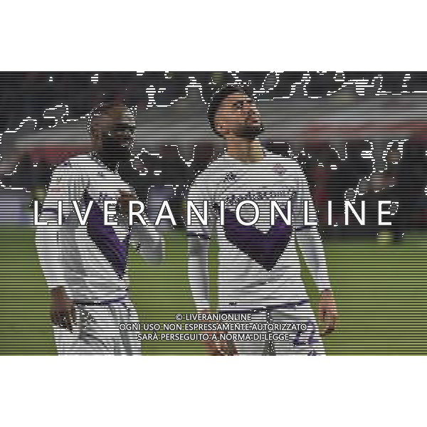 TVRG Jonathan Ikone\' (Fiorentina) e Nicolas Gonzalez (Fiorentina) esultano dopo il gol del 2 a 0 Cremonese vs Fiorentina Cremona 05-04-2023 Stadio Giovanni Zini Coppa Italia Frecciarossa - semifinali gara di andata foto Roberto Garavaglia/ag. Aldo Liverani sas / AGENZIA ALDO LIVERANI SAS