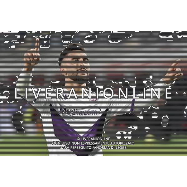TVRG Nicolas Gonzalez (Fiorentina) esulta dopo il gol del 2 a 0 Cremonese vs Fiorentina Cremona 05-04-2023 Stadio Giovanni Zini Coppa Italia Frecciarossa - semifinali gara di andata foto Roberto Garavaglia/ag. Aldo Liverani sas / AGENZIA ALDO LIVERANI SAS