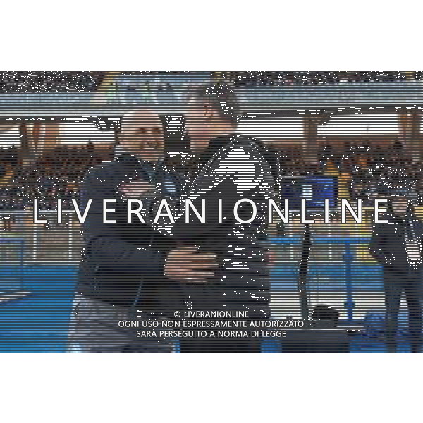coach Marco Baroni (US Lecce) and coach Luciano Spalletti (SSC Napoli) during the Italian soccer Serie A match US Lecce vs SSC Napoli on April 7, 2023 at the Via del Mare stadium in Lecce, Italy. Photo by Emmanuele Mastrodonato/ag. Aldo Liverani sas / AGENZIA ALDO LIVERANI SAS