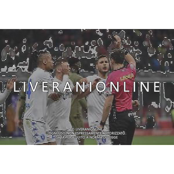 proteste Empoli con l\'arbitro Matteo Marcenaro di Genova Milan vs Empoli Milano 07-04-2023 Stadio Giuseppe Meazza - San Siro Campionato Serie A TIM - 29a giornata foto Roberto Garavaglia/ag. Aldo Liverani sas/ AGENZIA ALDO LIVERANI SAS