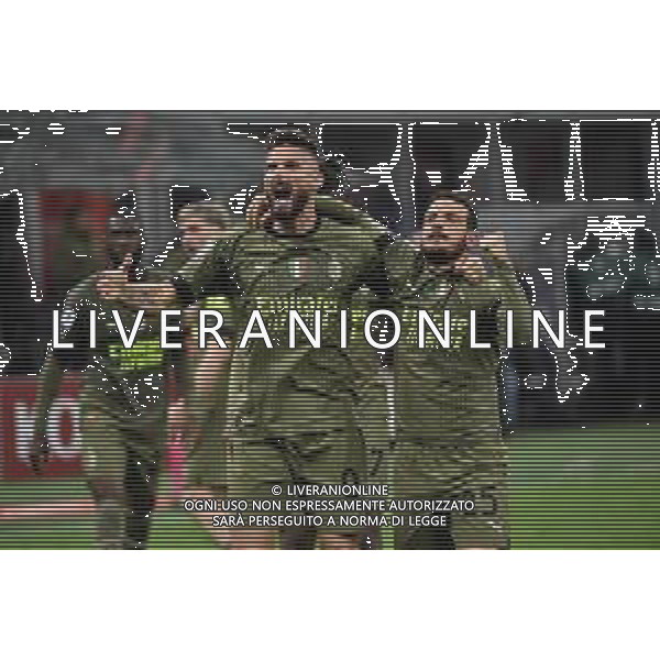 Olivier Giroud (Milan) e Alessandro Florenzi (Milan) esultano dopo il gol dell\'1 a 0 ma la rete viene annullata Milan vs Empoli Milano 07-04-2023 Stadio Giuseppe Meazza - San Siro Campionato Serie A TIM - 29a giornata foto Roberto Garavaglia/ag. Aldo Liverani sas/ AGENZIA ALDO LIVERANI SAS
