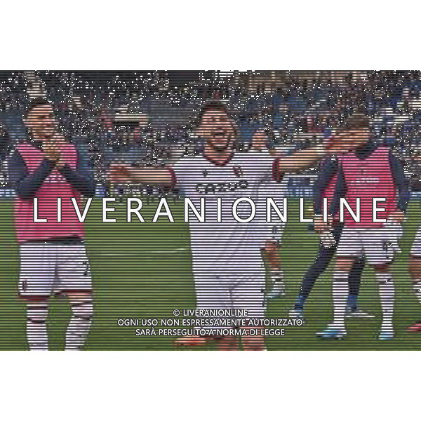 TVRG Riccardo Orsolini (Bologna) esultanza a fine partita Atalanta vs Bologna Bergamo 08-04-2023 Gewiss Stadium - Stadio Atleti Azzurri d\'Italia Campionato Serie A TIM - 29a giornata foto Roberto Garavaglia/ag. Aldo Liverani sas / AGENZIA ALDO LIVERANI SAS