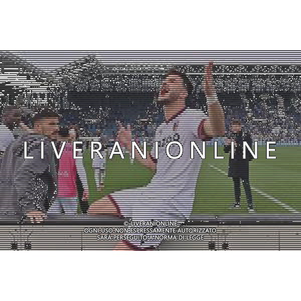 TVRG Riccardo Orsolini (Bologna) esultanza a fine partita sulla SX Nicola Sansone (Bologna) Atalanta vs Bologna Bergamo 08-04-2023 Gewiss Stadium - Stadio Atleti Azzurri d\'Italia Campionato Serie A TIM - 29a giornata foto Roberto Garavaglia/ag. Aldo Liverani sas / AGENZIA ALDO LIVERANI SAS