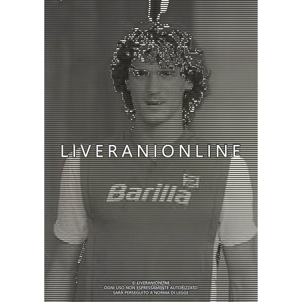 NEG-RETROSPETTIVA MARK STRUKELY CALCIATORE NELLA FOTO MARK STRUKELI CON LA MAGLIA DELLA ROMA CALCIO NELL\'ANNO 1984 AG ALDO LIVERANI SAS