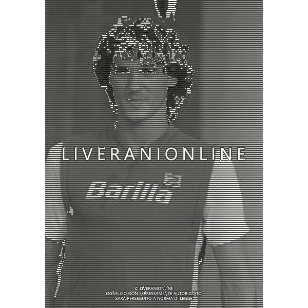 NEG-RETROSPETTIVA MARK STRUKELY CALCIATORE NELLA FOTO MARK STRUKELI CON LA MAGLIA DELLA ROMA CALCIO NELL\'ANNO 1984 AG ALDO LIVERANI SAS