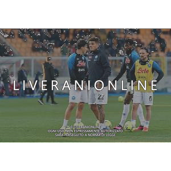 Players of SSC Napoli warm up during the Italian soccer Serie A match US Lecce vs SSC Napoli on April 7, 2023 at the Via del Mare stadium in Lecce, Italy. Photo by Emmanuele Mastrodonato/ag. Aldo Liverani sas/ AGENZIA ALDO LIVERANI SAS