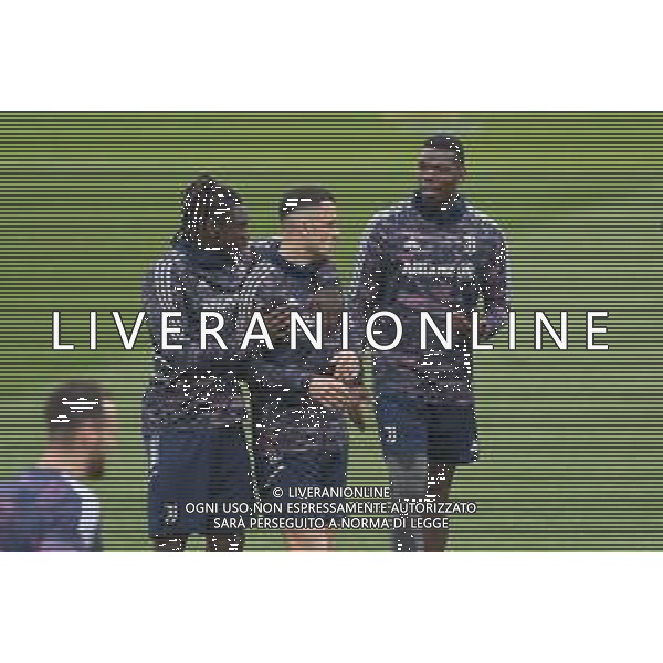 TVMV-Torino 12.04.2023 Continassa © Manuela Viganti/Agenzia Aldo Liverani Allenamento rifinitura Europa League 2022/2023 Juventus vs Sporting Lisbona Nella foto: moise kean, filip kostic e paul pogba ©VIGANTI / AGENZIA ALDO LIVERANI SAS